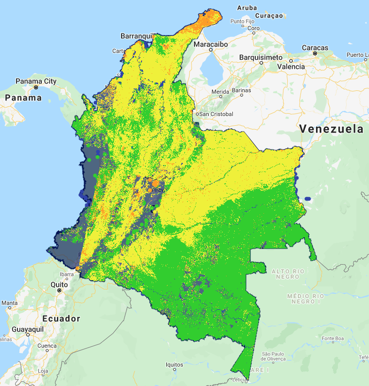 Image of classified map for all of Colombia